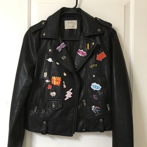 Zara - Leather Jacket with details - Size XS